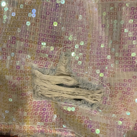 Sunset + Spring embellished sequin denim shorts, 30 - Picture 2 of 6